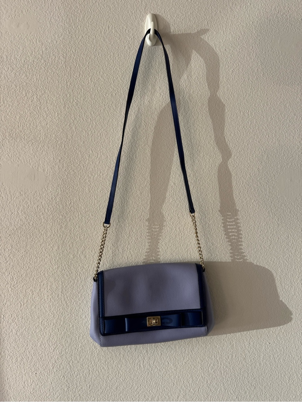 Women's Lavender Crossbody Bag with Navy Accents